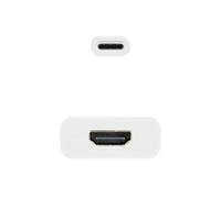 Convertitore da USB-C a HDMI 4K di colore bianco, misura 15 cm. Ideale per il collegamento di dispositivi USB-C a display HDMI, consentendo una risoluzione fino a 4K per immagini chiare e nitide.