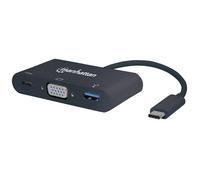 Convertitore da USB-C maschio a VGA, USB di tipo A e USB-C femmina