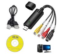 Convertitore da VHS a Digital,Vhs Analogico, Video Grabber, Scheda di Acquisizione Video USB 2.0, Digitalizza e Registra Video e Audio da VHS/VCR/DVD/PS2/Wii/Xbox/Supporta PAL/NTSC per Windows 10/8/7