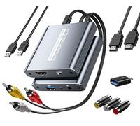 Convertitore da VHS a digitale, scheda di acquisizione video USB con loop out HDMI, RCA AV a USB per VCR/DVD/Hi8/PS2/Wii, convertitore da analogico a digitale 1080P 30 fps, registra e visualizza