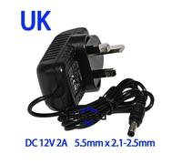 Convertitore di alimentazione commutabile da 100-240V AC a 12V 2A DC Adattatore UE UK US AU 5,5 mmX2,5 mm Plug UK