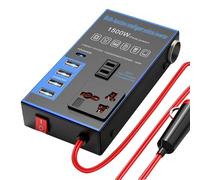 Convertitore di corrente per auto da 1500 W: adattatore di ricarica USB multiporta, porta Pd e doppia connessione di uscita, caricatore per auto compatto ad alta efficienza, design sicuro contro S