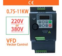 Convertitore di frequenza variabile VFD economico da 380V o 220V Inverter 0.75/1.5/2.2/3.7/4/5.5/7.5/11 KW Regolatore di velocità del motore di controllo vettoriale