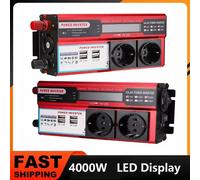 Convertitore di potenza da 4000 W, inverter solare montato su auto, trasformatore di tensione USB, portatile, conversione da 12 V CC a 220 V CA, 4 USB