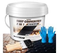 Convertitore di Ruggine e Primer per Metalli 2 in 1, 1L Antiruggine Nero per Ferro, Metallo, Rimorchio, Camion, Vernice Antiruggine e Incapsulante a Base d'Acqua, Facile Applicazione, Lunga Durata