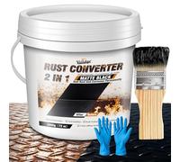 Convertitore di Ruggine e Primer per Metalli 2 in 1, 2L Antiruggine Nero per Ferro, Metallo, Rimorchio, Camion, Vernice Antiruggine e Incapsulante a Base d'Acqua, Facile Applicazione, Lunga Durata