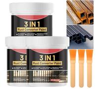 Convertitore di ruggine e primer per metallo 3 in 1, blocca la ruggine, vernice protettiva nera antiruggine, rivestimento antiruggine resistente al calore e di lunga durata, funziona come fondo (3pcs)