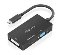 Convertitore di segnale Aisens A109-0954 USB-C 3 in 1 DVI HDMI VGA 4K 60Hz 15cm Nero
