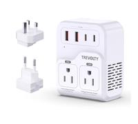 Convertitore di tensione da 2000 W da USA a Europa per asciugacapelli, convertitore 7 in 1 da 220 V a 110 V per viaggi europei con 3 porte AC/2 USBA/2 USBC (PD20 W) (bianco)