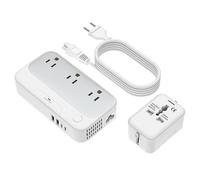 Convertitore di tensione universale da noi a Europa 220 V a 110 V Power Travel Converter Combo, adattatore europeo riduttore da 250 W 220 a 110 per Regno Unito Italia, Trasformatore da viaggio europeo