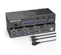 Convertitore Digitale, Simulazione switch KVM USB 3.0 a doppio display con monitor, EDID, commutatore di visualizzazione esteso for computer che condividono 2