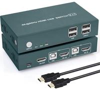Convertitore Digitale, Switch KVM a 4 porte, 4K30Hz, HDCP1.2, PC, 1 monitor, controllo con tasti di scelta rapida, for condividere tastiera e mouse