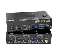 Convertitore Digitale, Switch KVM doppio monitor a 2 porte, 8K a 60 Hz, 4K a 144, +DP, USB 3.0, display esteso, computer