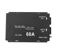 Convertitore elettrico di da 24 V a 12 V 60 A Adattatore convertitore di tensione di grandi dimensioni in lega di alluminio nero per frigorifero per auto DVD VCD CD Subwoofer