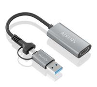 Convertitore HDMI AISENS A109-0913 USB-A USB-C Maschio HDMI 1080P 15 cm Grigio