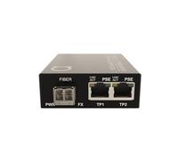 Convertitore multimediale in fibra multimodale LC 850nm Gigabit PoE/PoE+ con 2 porte PoE - Fornisce alimentazione IEEE 802.3 PoE e PoE+ PSE su Ethernet e si estende su fibra multimodale con supporto