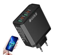 Convertitore per Europa - 2USB+2PD UE,Ricarica Rapida QC3.0 4 in 1 per Aeroporto Studio all Estero Hotel Crociera Viaggi con Interfacce Multiple