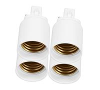 Convertitore Portalampada G24q a E27 Ac100-230v 4 Pezzi Bianco | Pbt Plastica e Rame Nichelato, per Lampadine E27 e Downlight, Riuso di Impianti, Uso Domestico