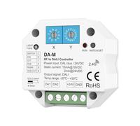 Convertitore RF a DALI, 6 In 1 Per Striscia Led Mono Colore CCT RGB RGBW RGB+CCT, Alimentazione Bus 16VDC o 24VDC, Unicast Gruppo Broadcast, Compatto 52X52X27mm Da Scatola Incasso