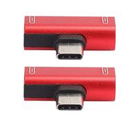 Convertitore Splitter Tipo C a Ricarica Rapida Doppio 2 in 1 per Cuffie per U11/ Z17 Telecomando Rosa 2 Pezzi (rosso)