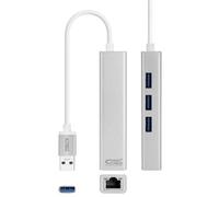 Convertitore USB 3.0 a Gigabit Ethernet + 3 porte USB 3.0, 15 cm, ideale per collegare dispositivi aggiuntivi ed estendere connessioni di rete.