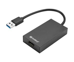 Convertitore USB 3.0 a HDMI - Sandberg - 134-42 - Nero - USB 3.0 - HDMI