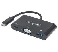 Convertitore USB-C a VGA USB-A PD 60W - Manhattan IADAP USB31-VGAP