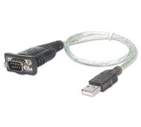 Manhattan 205146 cavo seriale Nero, Trasparente 0,45 m USB tipo A D-Sub (DB-9)