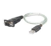 Manhattan 205146 cavo seriale Nero, Trasparente 0,45 m USB tipo A D-Sub (DB-9)