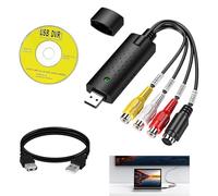 Convertitore VHS in Digitale USB, Scheda di Acquisizione Video Hi8 RCA S-Video verso DVD, Adattatore Audio Video Analogico per PC, Digitalizzazione Cassette VHS, Lettori DVD, Compatibile Windows 11/10