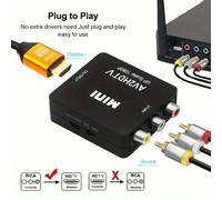 Convertitore video e audio da RCA composito CVBS AV a HDTV 1080P, supporta PAL/NTSC, con cavo di ricarica USB per PC, laptop, TV box, VHS VCR, telecamera, DVD Nero addensato,Versione nera normale,Vers