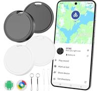 CooAoo Smart Tag Android Tracker, Trova chiavi compatibile con Google Find Hub Valigia Tracker senza ABO Bluetooth KeyFinder per valigia, chiavi, bagagli, borse, confezione da 4
