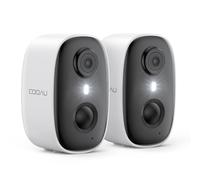 COOAU 2 telecamere di sorveglianza a batteria per esterni, 2 K, WiFi, senza fili, per interni con visione notturna colorata, rilevamento del movimento PIR, condivisione, audio bidirezionale