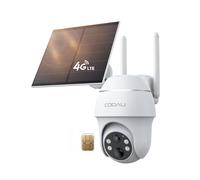 COOAU 4G Telecamera Esterno con SIM e pannello solare,2K Telecamere Batterie Senza Fili con 64G card,360°PTZ Videocamera Sorveglianza,Visione Notturna a Colori,Audio Bidirezionale, IP66