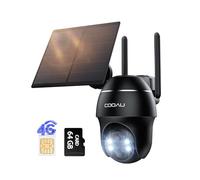 COOAU 4G Telecamera Esterno con SIM e pannello solare,2K Telecamere Batterie Senza Fili con 64G card,360°PTZ Videocamera Sorveglianza,Visione Notturna a Colori,Audio Bidirezionale ，IP66