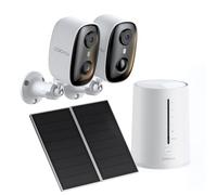 COOAU 4MP Telecamera Wi-Fi Esterno con Pannello Solare, 2k 2Cam kit videosorveglianza esterno con 64G card, Wi-Fi 6 Dual Band(2.4GHz & 5GHz), Visione Notturna a Colori, Senza Abbonamenti, IP66, Cloud