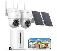 COOAU 4MP Telecamera Wi-Fi Esterno Senza Fili,Kit 2 Cam e Pannello Solare,Sistema di Sicurezza Domestica,360°,Visione Notturna a Colori,Rilevamento di Movimento,Nessun Canone Mensile,IP66,Cloud