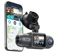COOAU D30S 4K Dash Cam Auto con GPS Wi-Fi - Doppia Dashcam Auto Anteriore e Interna 2.5K 1080P, Con Visione Notturna a Infrarossi, Sensore G, Modalità Parcheggio, Registrazione in Loop