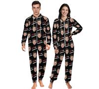 coobopet Pigiama Intero Personalizzato con Foto - Pigiama in Flanella Personalizzato per Donna e Uomo, Idea Regalo per Natale con Pigiama Coordinato Morbido per la Famiglia