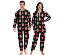 coobopet Pigiama Intero Personalizzato con Foto - Pigiama in Flanella Personalizzato per Donna e Uomo, Idea Regalo per Natale con Pigiama Coordinato Morbido per la Famiglia