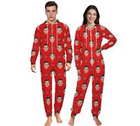 coobopet Pigiama Intero Personalizzato con Foto - Pigiama in Flanella Personalizzato per Donna e Uomo, Idea Regalo per Natale con Pigiama Coordinato Morbido per la Famiglia