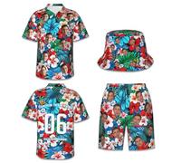 coobopet Set di 3 Camicie e Pantaloncini hawaiani da Uomo Personalizzate, Camicia Hawaiana da Uomo Personalizzate, Camicie con Foto Personalizzate Camicie Abbottonate a Maniche Corte