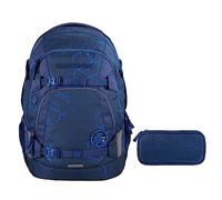 coocazoo MATE - Set di zaino per la scuola, 2 pezzi, con astuccio (Blue Motion)