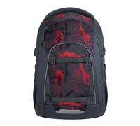 Coocazoo Mate - Zaino per la scuola, ergonomico, regolabile in altezza e dimensione, con cintura toracica e cintura in vita, Broken Black - nero-rosso, Nero