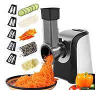 COOCHEER Affettaverdure elettrico professionale da 150 W, Grattugia elettrica con 5 tamburo di taglio per verdure, formaggio, noci, casa e insalate, lavabile in lavastoviglie