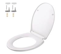 COOCHEER Coperchio WC con abbassamento automatico, funzione di rilascio rapido, per una facile installazione e pulizia, sedile WC antibatterico, a forma di O, portata fino a 170 kg, colore: bianco