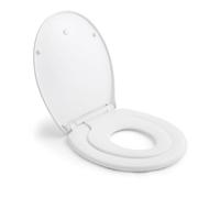 COOCHEER Copriwater con seggiolino per bambini, sedile WC con abbassamento automatico per famiglia 2 in 1 adulti e bambini in installazione ovale e veloce, copriwater con inserto per bambini, bianco