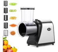 COOCHEER Grattugia elettrica per verdure, Affettatrice per verdure elettrica 250W Tagliaverdure con 5 lame e grande vano di riempimento per formaggio patate e frutta