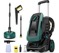 COOCHEER Idropulitrice ad alta pressione con ugello 3 in 1, ugello per schiuma, pistola ad alta pressione, tubo da 5 m, cavo da 5 m, 1800 Watt, pressione 150 bar, portata massima: 590 litri all'ora
