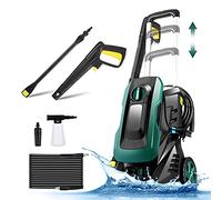 COOCHEER - Pulitore elettrico ad alta pressione con avvolgitubo, 1700 W, 160 bar, idropulitrice elettrica portatile ad alta pressione con ugelli per casa, giardino, pulizia auto